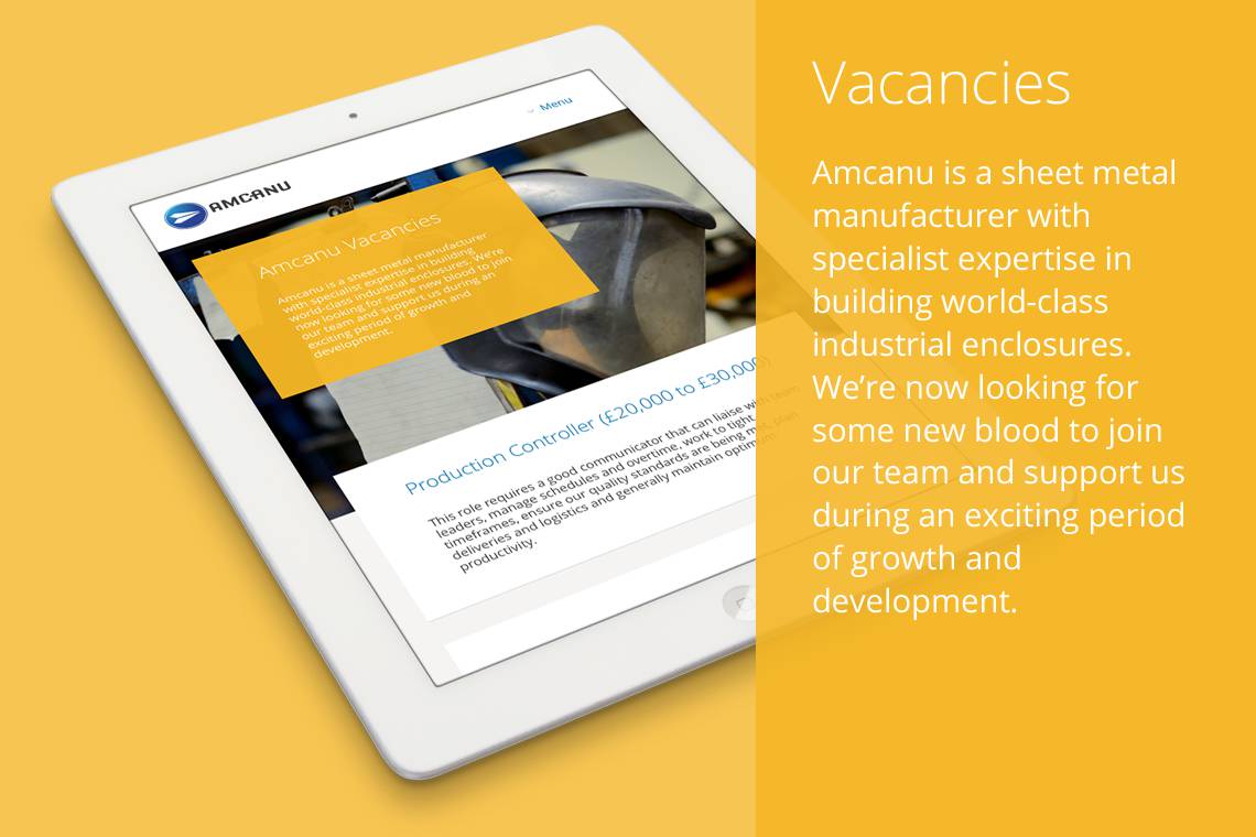 Amcanu website on tablet device
