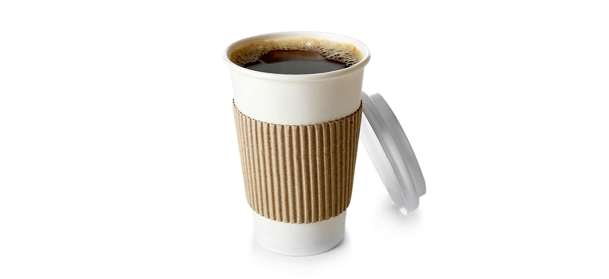 A takeaway cup of coffee.