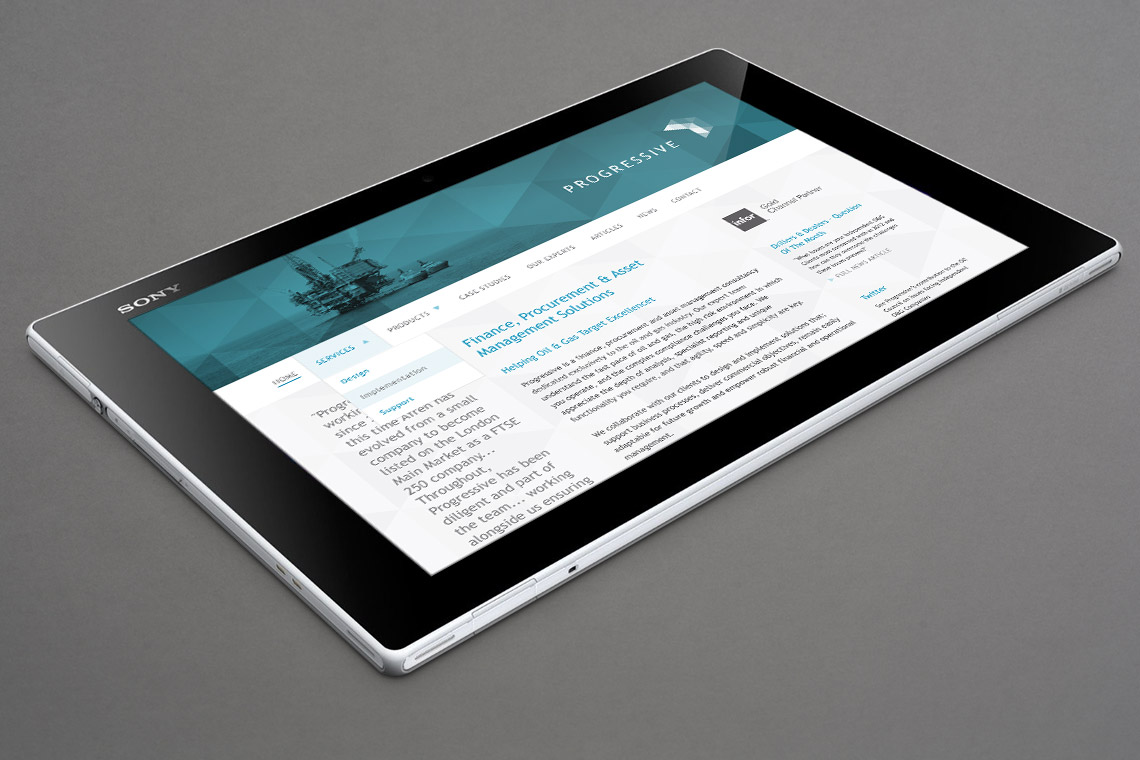 Progressive website displayed on tablet device