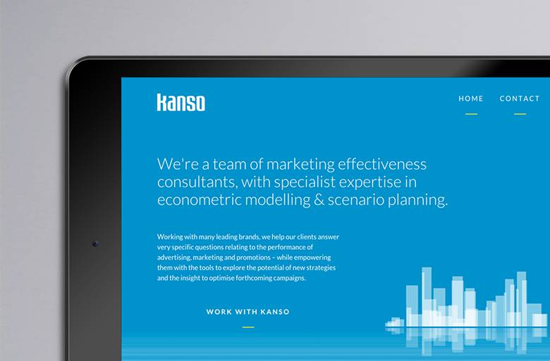 Kanso website on tablet device