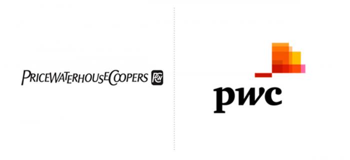 PWC logo before and after