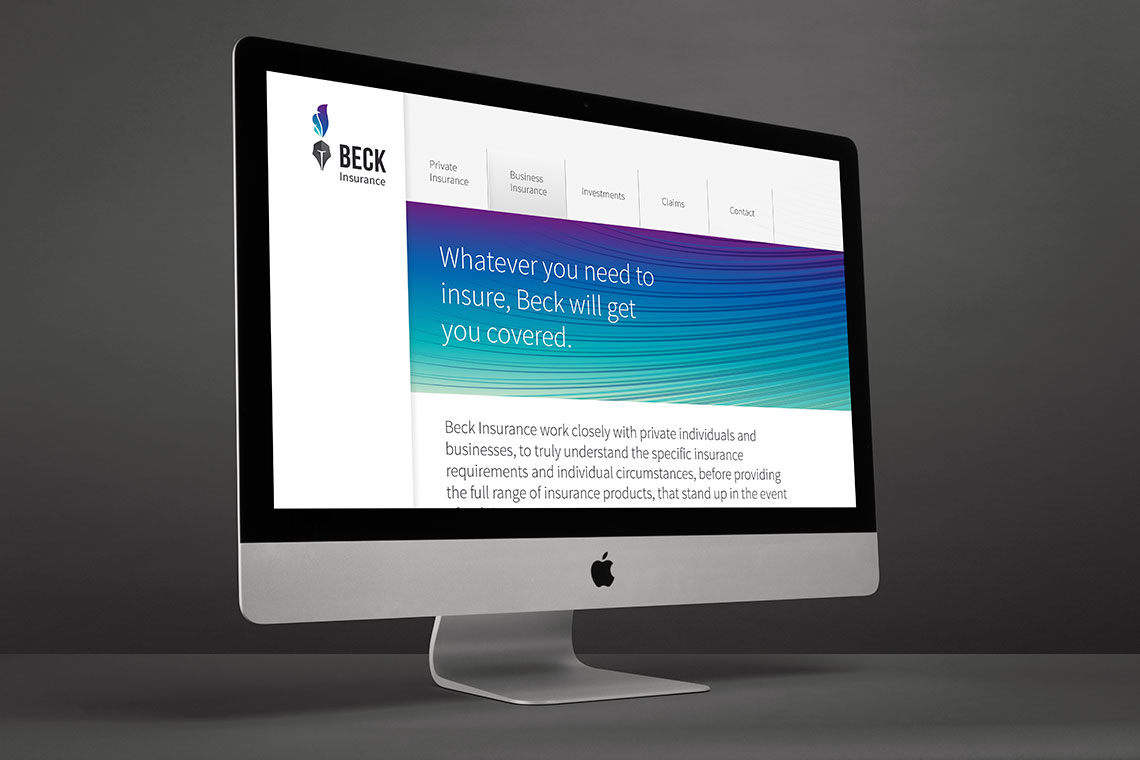 Desktop computer displaying Beck website