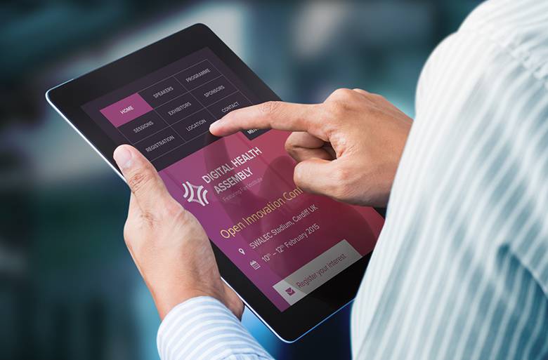 Digital Health Assembly website on tablet device