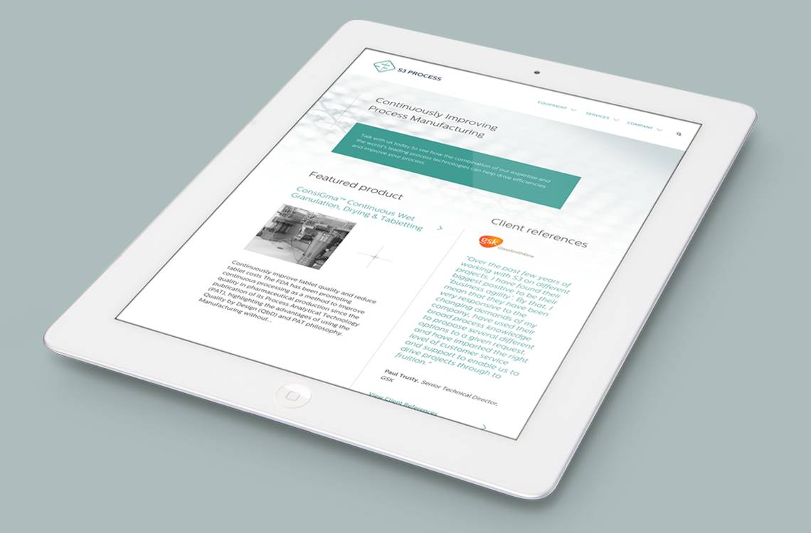 S3 Process website on tablet device