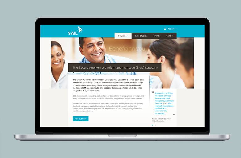 SAIL website on laptop computer