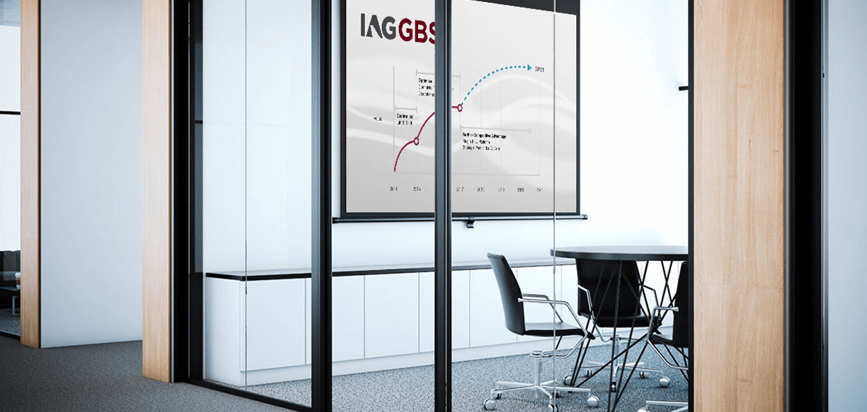 IAG GBS graph being projected within boardroom setting